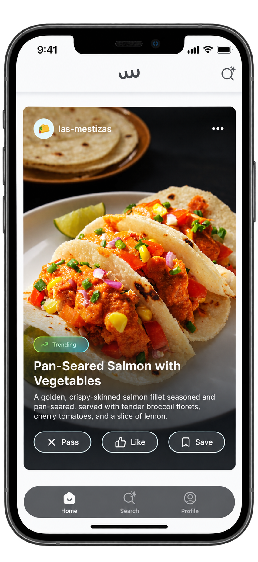 ChowWow swipe dish preview